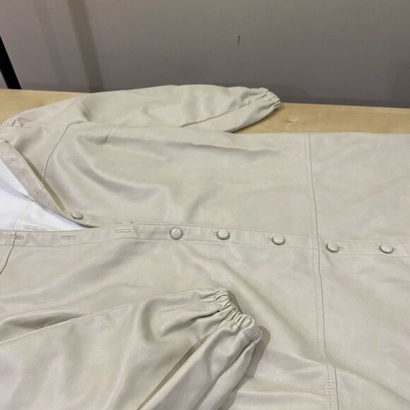 7 FOR ALL MANKIND Cream Ivory Faux Leather Button Up Coat/ Dress - Picture 6 of 6